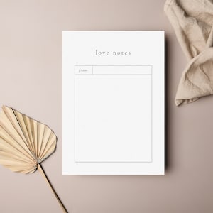 Libro de visitas DIGITAL Tarjetas 'Notas de amor' / Plantilla imprimible de papelería clásica minimalista moderna simple Descarga instantánea 2022 PDF digital