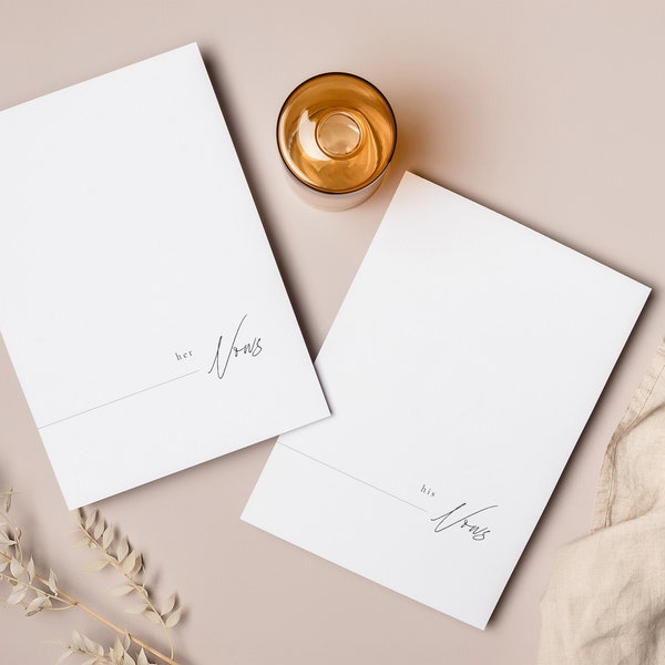 DIGITAL Vow Cards / Minimalist Printable Wedding PDF