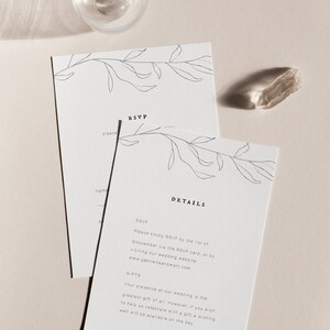 WILLOW Bruiloft Uitnodiging Detailkaart / Minimalistische Afdrukbare Bruiloft PDF