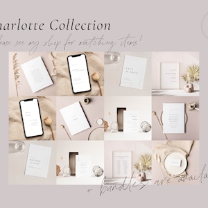 CHARLOTTE Place Card / Simple Modern Minimalist Stationery Printable Template Instant Download 2022 Digital Drinks Table Setting Names Flat image 9