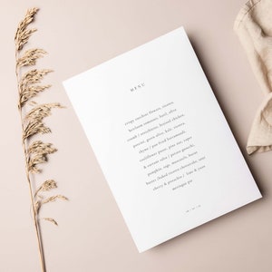 CHARLOTTE Menu / Simple Modern Minimalist Classic Stationery Imprimible Corjl Template Instant Download 2022 Digital PDF Drinks Table