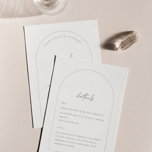 CARTE DE DÉTAIL d’invitation de mariage OLYMPIA / Mariage imprimable minimaliste PDF