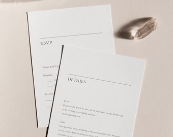 CHARLOTTE Wedding Invitation Detail Card / Mariage imprimable minimaliste PDF