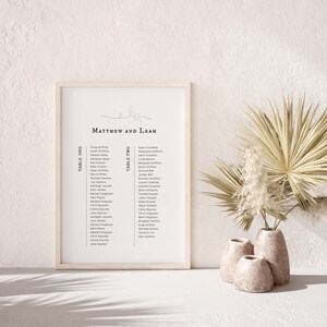 Gráfico de assentos de casamento WILLOW / Simples Moderno Minimalista Papelaria Modelo para impressão Download 2022 Digital PDF Sinalização de boas-vindas