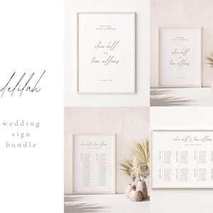 Hochzeitsschild Bündel | DELILAH Suite | Schlichte moderne Minimalistische Willkommen Sitzkarte Briefpapier Druckbare Vorlage Download 2022 Digital