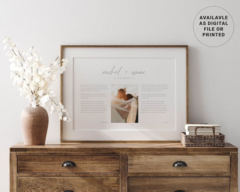 Vow Keepsake Print / Minimalist Timeless Classic Printable Christian Wedding PDF First Dance Corjl Template Anniversary Valentine's Gift