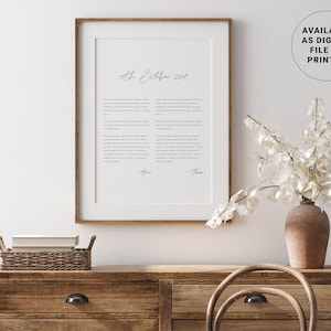 Personalized Vow Keepsake Print | His & Her Gift, Modern Calligraphy, Christian Wedding Anniversary, Valentines Day, Editable Canva Template