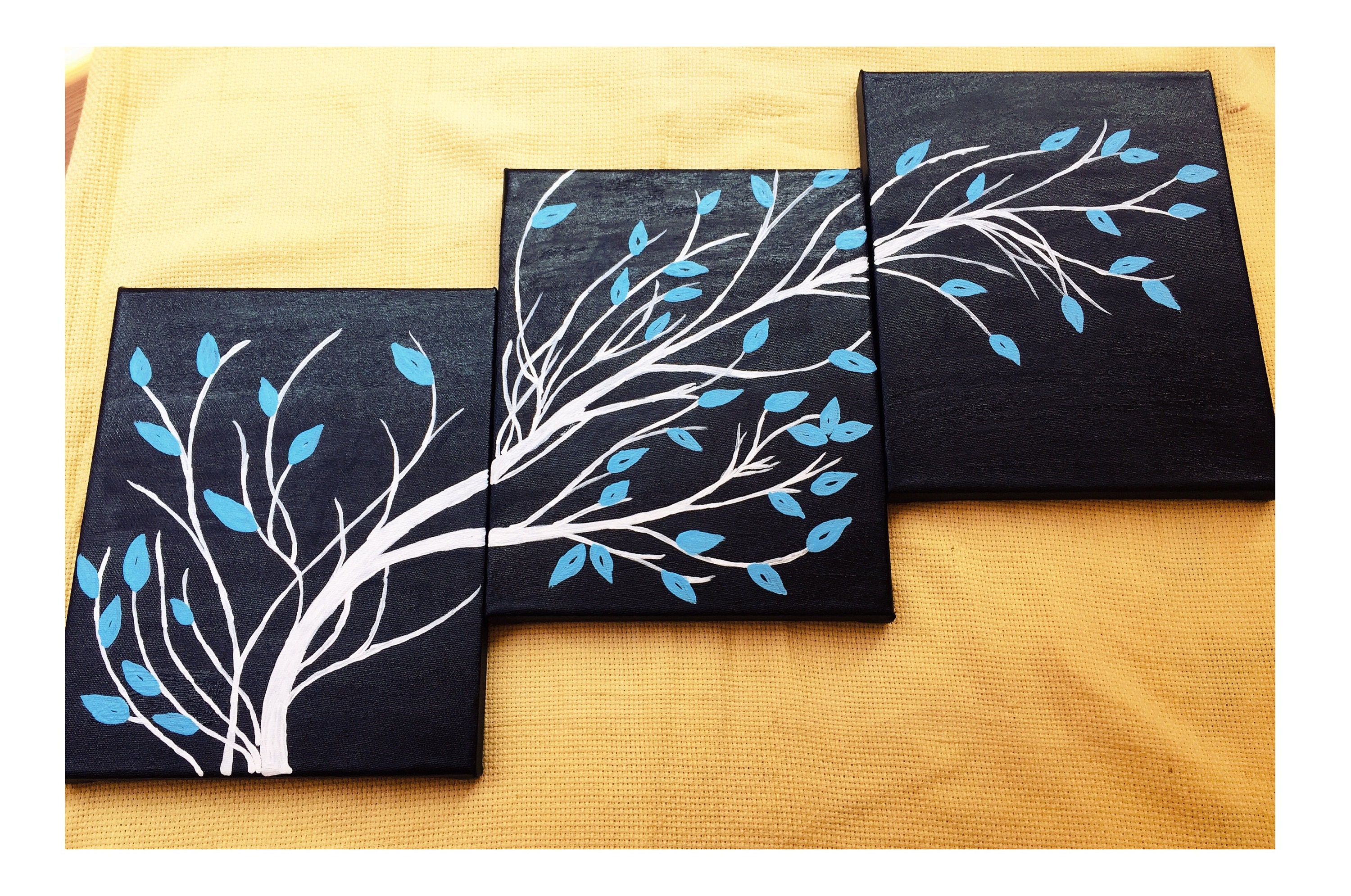 3 Piece Canvas Art // Modern Art Decor // Original Acrylic Etsy