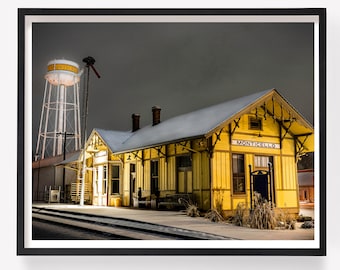 Monticello, IL Train Vintage Train Station, Train Photography, Railroad Wall Decor, Railroad Photo, Railroad, Train Tracks, Train Station