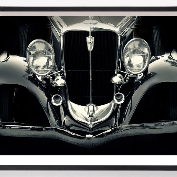 Fabulous Vintage Auto, Classic Car, Black and White, Elegant Classic,Vintage Headlamps,Auto Wall Decor,Car Lover Unique Automobile,Car Lover