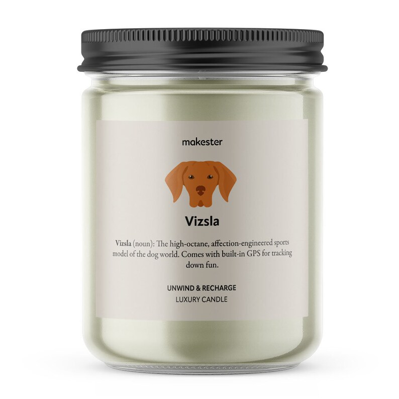 Vizsla Candle Funny Dog Gift Vizsla Gift 220g Soy Wax With Madagascan Vanilla, Jasmine & Sugared Almond image 2