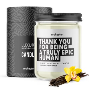 Thank You Candle - 220g Soy Wax with Vanilla, Jasmine & Sugared Almond - Christmas Thank You Gift for Women, Teacher, Colleagues, Friends