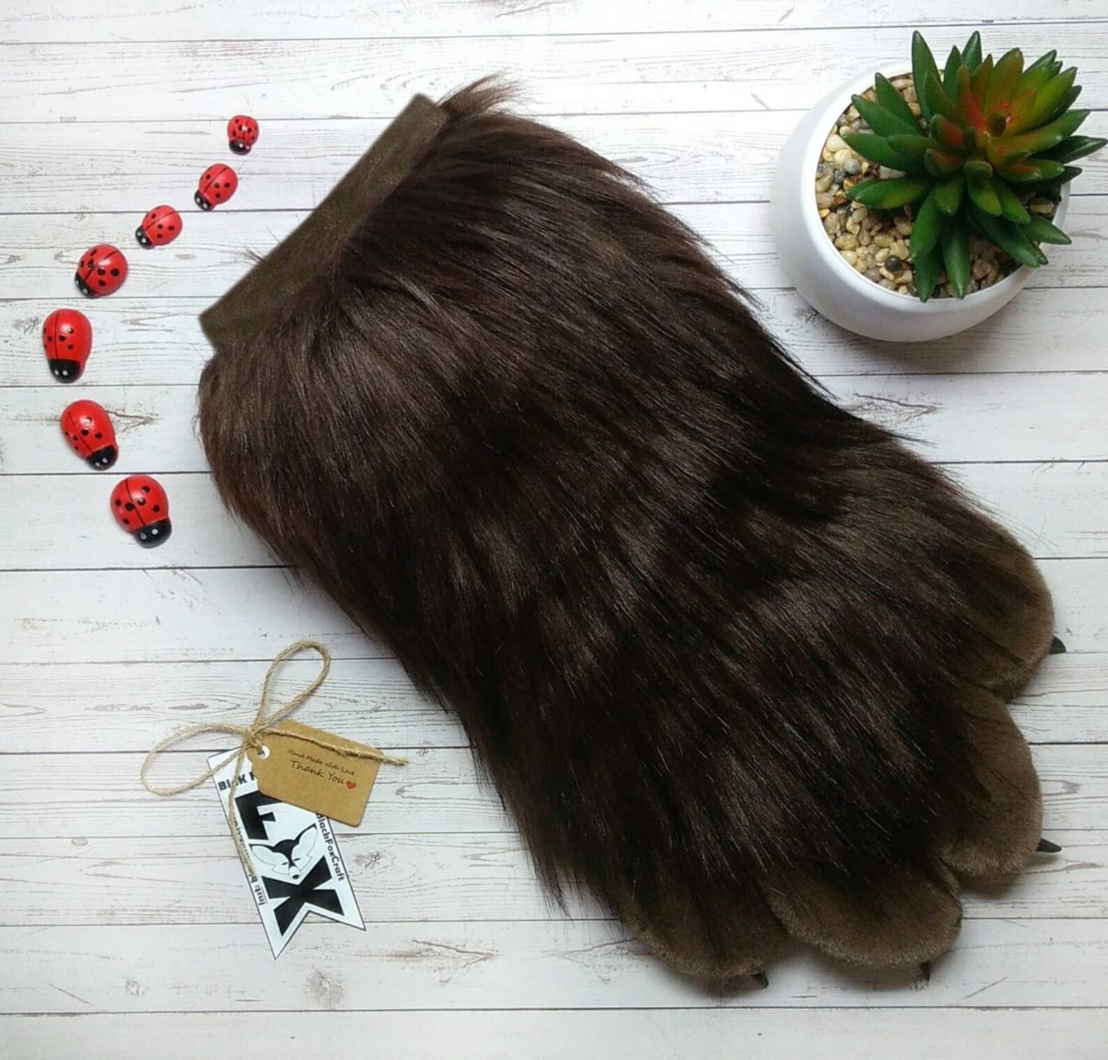 Brown fur paws with black pads. fur bear paws soft fluffy paws Etsy