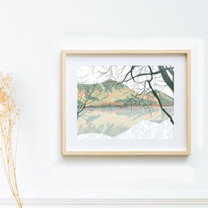 Art Print - Bassenthwaite, The Lake District - Keswick, mountain, fell, hill, illustration, print and pattern, wall art, art gift, landscape