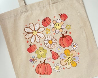 Cute Fall Pumpkins Tote Bag, Pumpkin Canvas Tote, Cute Canvas Tote, Fall Harvest Tote, Cute Fall Tote, Cute Bag, Pumpkin Patch