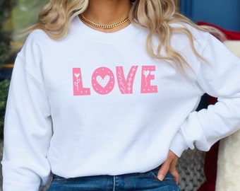 Love Crewneck, Cute Valentine's Day Crewneck, Cute Valentine's Sweatshirt, Comfy Fleece Crewneck, Winter Crewneck, Love Sweatshirt