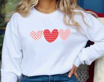 Cute Hearts Crewneck, Cute Valentine's Day Crewneck, Cute Valentine's Sweatshirt, Comfy Fleece Crewneck, Love Crewneck, Valentine's Hearts