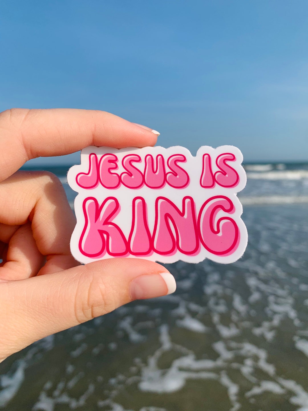 Jesus is King Sticker, Christian Weatherproof Sticker, Cute Christian