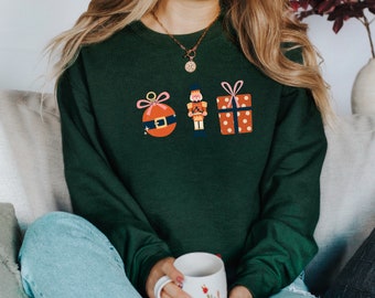 Cute Christmas Sweatshirt, Winter Christmas Crewneck, Ho Ho Ho Crewneck, Cute Christmas Trees Sweatshirt, Nutcracker Sweatshirt, Christmas