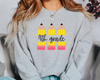 4th Grade Teacher Sweatshirt, Back to School Crewneck, Cute 4th GradeTeacher Gift, Grade Level Sweatshirt, Gifts for Teachers