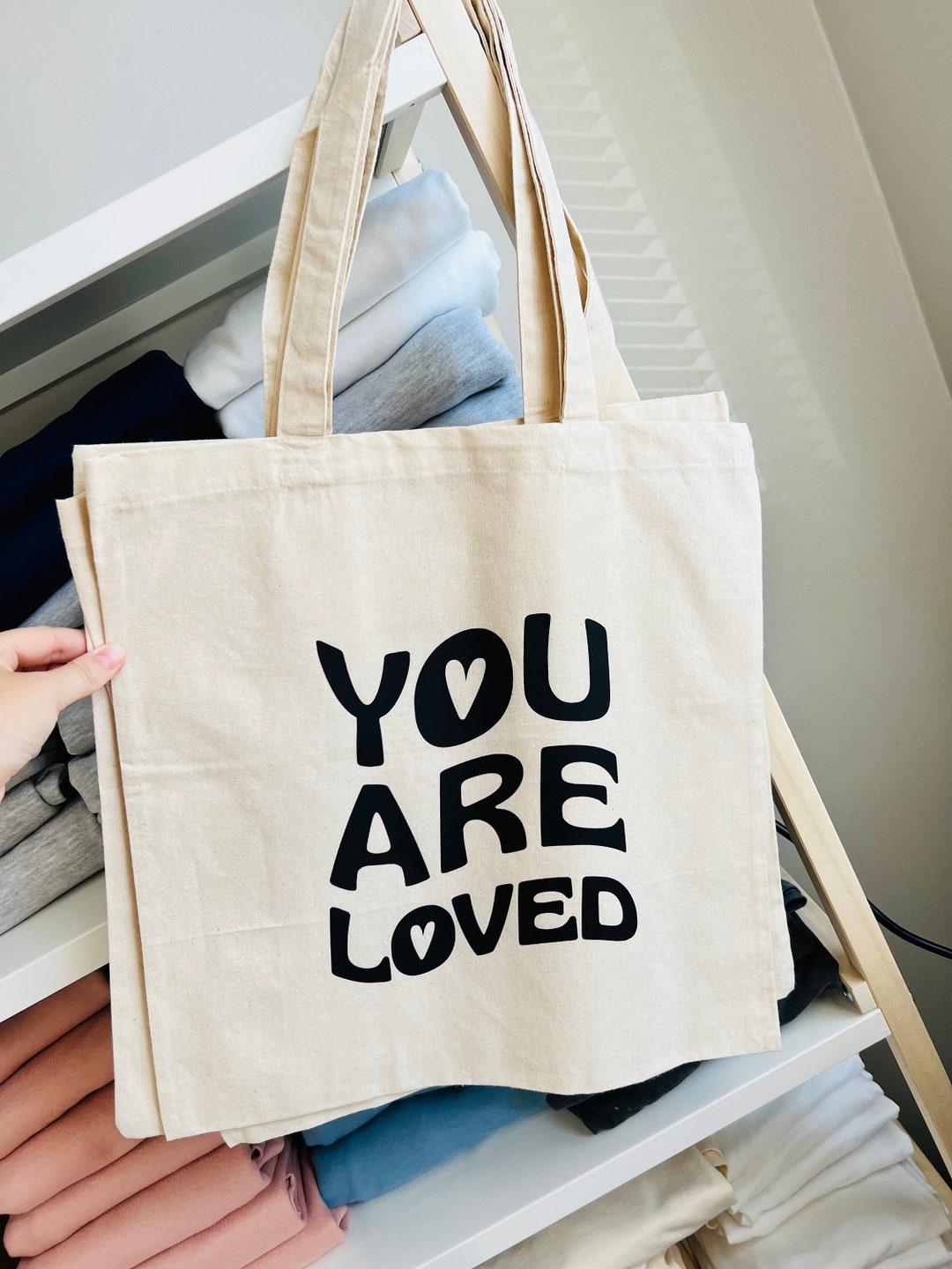 You Are Loved Tote Bag Christian Tote Cute Simple Canvas - Etsy