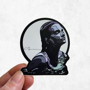 Aquarius Zodiac Illustration Sticker – Woman Astrology Vinyl Decal, Horoscope Gift