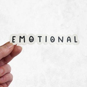 Emotional Sticker – Black Font Vinyl Decal, Waterproof Dishwasher Safe Aesthetic