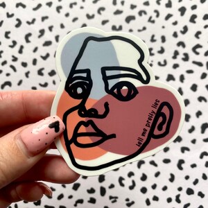 Tell Me Pretty Lies Abstract Face Outline Vinyl Sticker | Laptop, Water bottle | Waterproof, Durable | VSCO Aesthetic sticker bomb