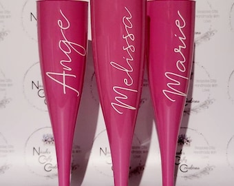 Personalized Pink Champagne Flutes: Biodegradable Hen Party Favors