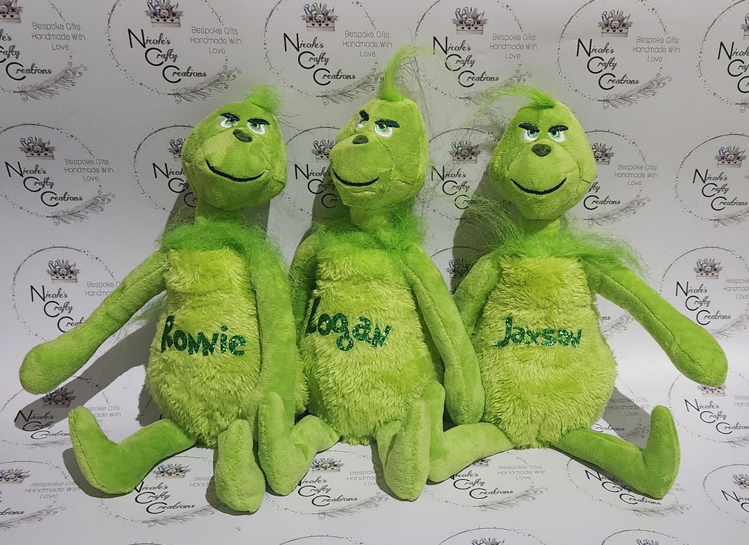 Personalised Grinch Plush, Grinch Teddy, Christmas Stuffed Toy, Mr