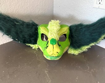 Green partial furred mask