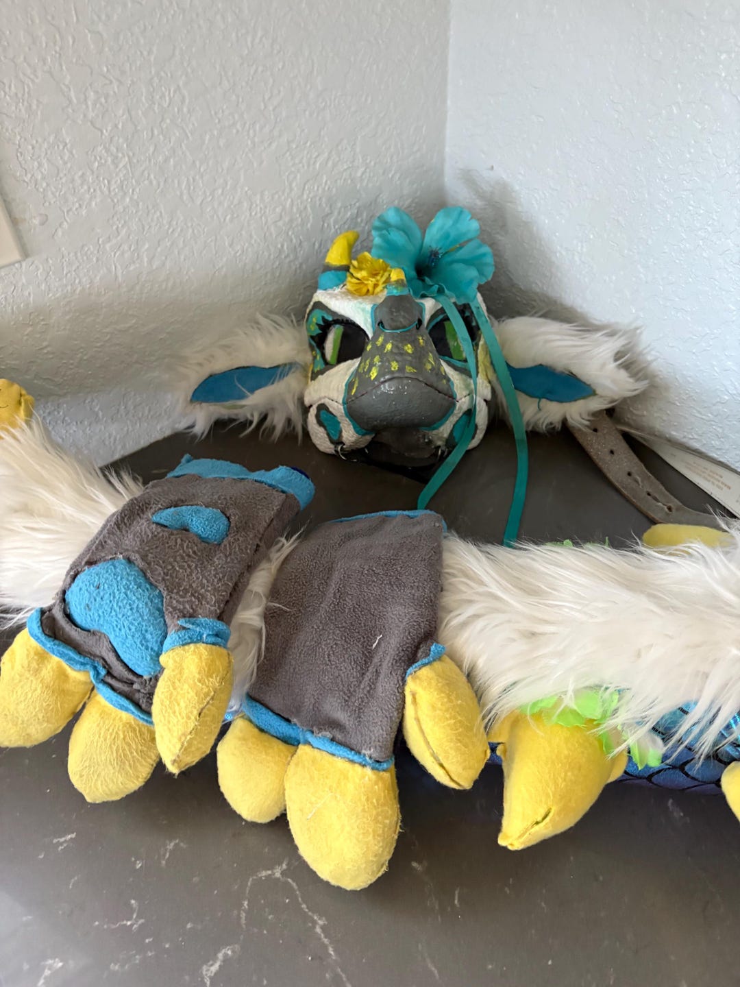 Tropical Dino/raptor Mask, Tail, and Gloves Included - Etsy