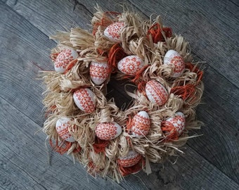 Unique spring Easter wreath for indoor or outdoor use with 12 hand-painted Easter eggs pattern 5