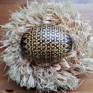 XXXL Ostrich egg, Easter eggs as decoration, ostrich egg hand-decorated, black gold, ostrich egg painted, Easter decorations, 5,9&quot;