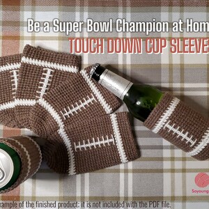 Price Down 4.692.99 Touch Down Sleeves Football Bottle/Can Cozies Crochet PDF Pattern image 3