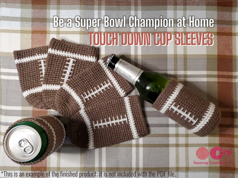 Price Down 4.692.99 Touch Down Sleeves Football Bottle/Can Cozies Crochet PDF Pattern image 3