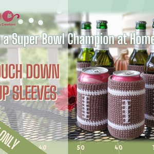 Price Down 4.692.99 Touch Down Sleeves Football Bottle/Can Cozies Crochet PDF Pattern image 1