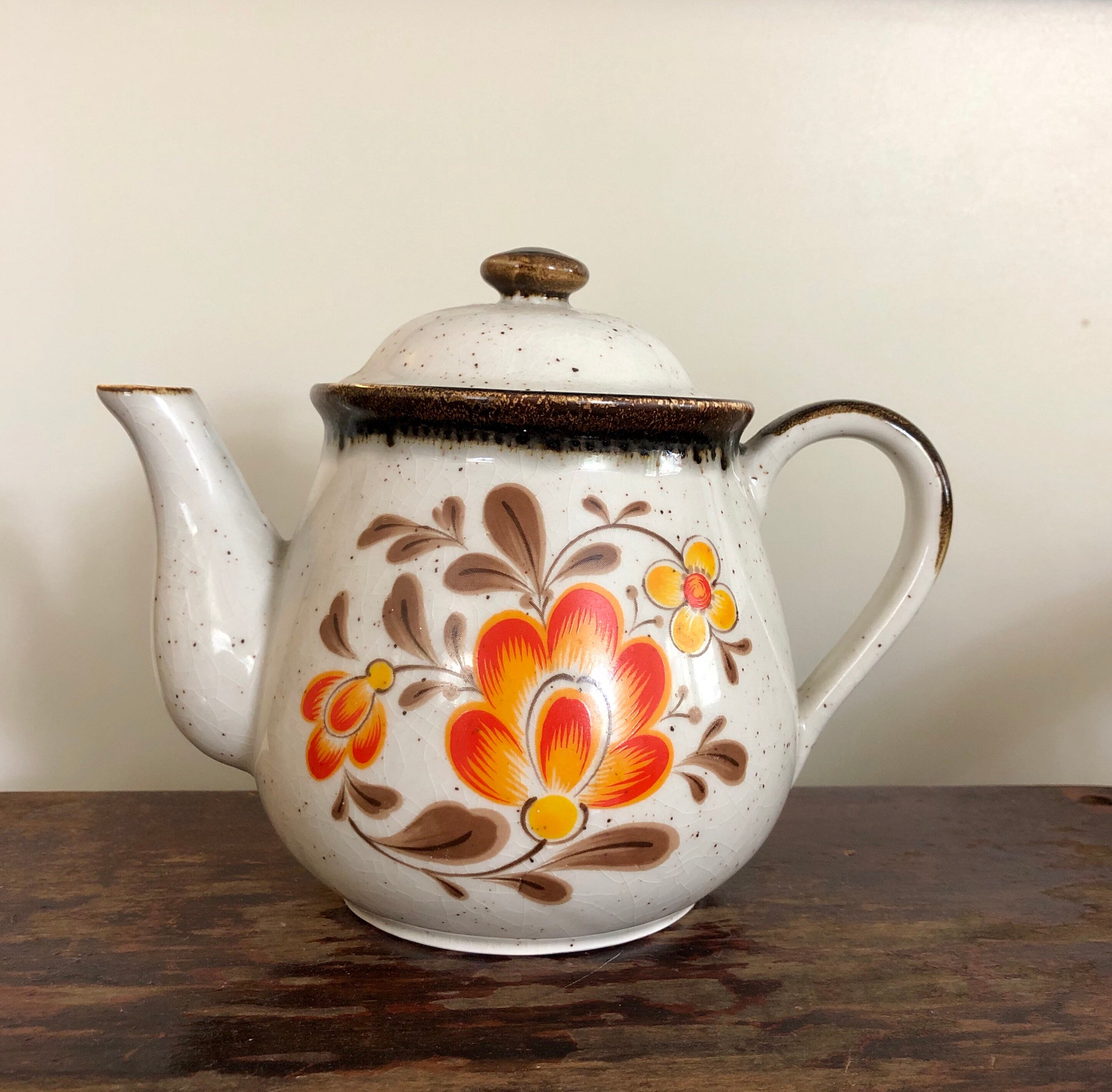 Vintage Teapot Ceramic Teapot Made in Japan Brown Speckled Etsy