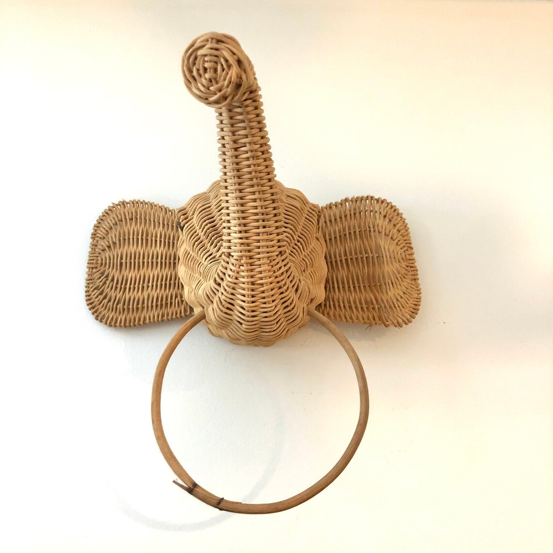Woven Rattan Elephant Head Wicker Elephant Towel Holder Etsy