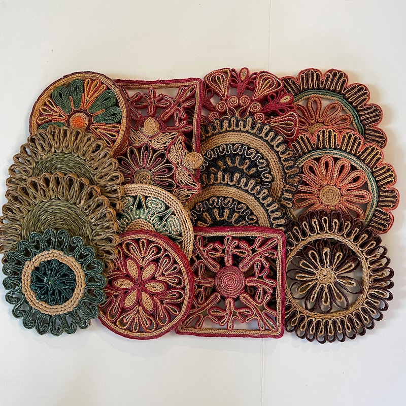 Straw Trivets Colorful - Etsy