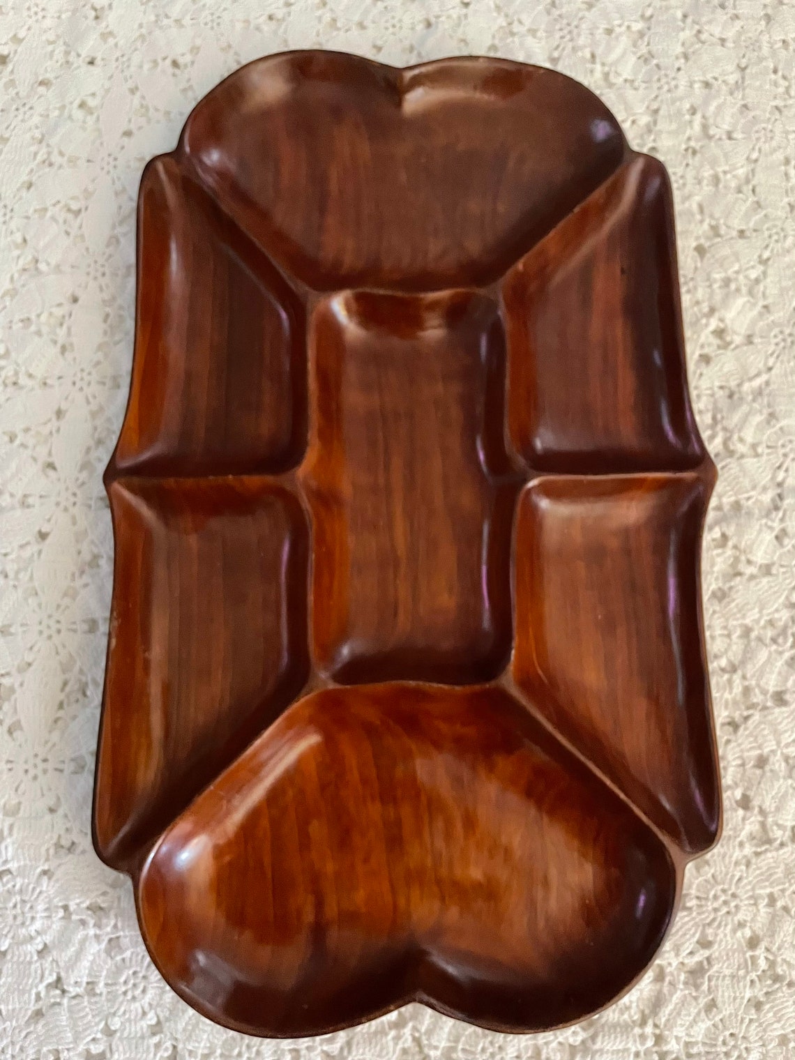 Divided Wooden Tray Large Woden Tray Wooden Tray Made in Etsy