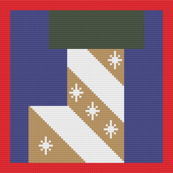 Cross Stitch PDF Snowflake Stocking 85x85 Digital Download multi-colored Graph with symbols Included Blue Ecru Green Red Beige