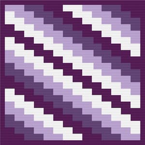 May include: Purple and white geometric pattern with a diagonal stripe design. The pattern is made up of small squares.
