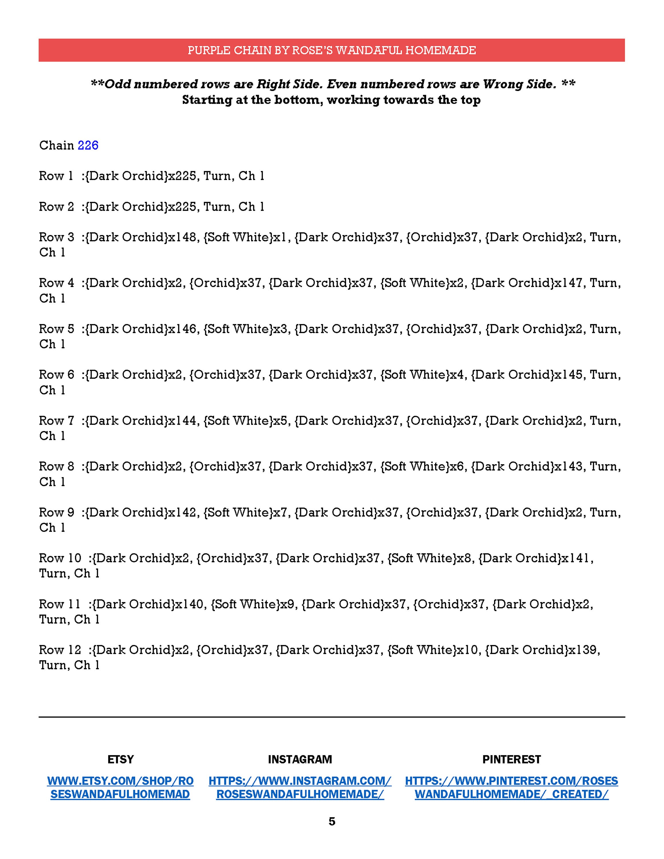 Crochet Pattern PDF Digital Download Purple Chain Quilt Block Graphgan ...