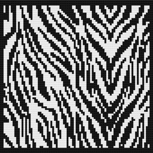 Peut inclure: Motif zébré noir et blanc. Le motif est composé de fines rayures noires sur fond blanc.