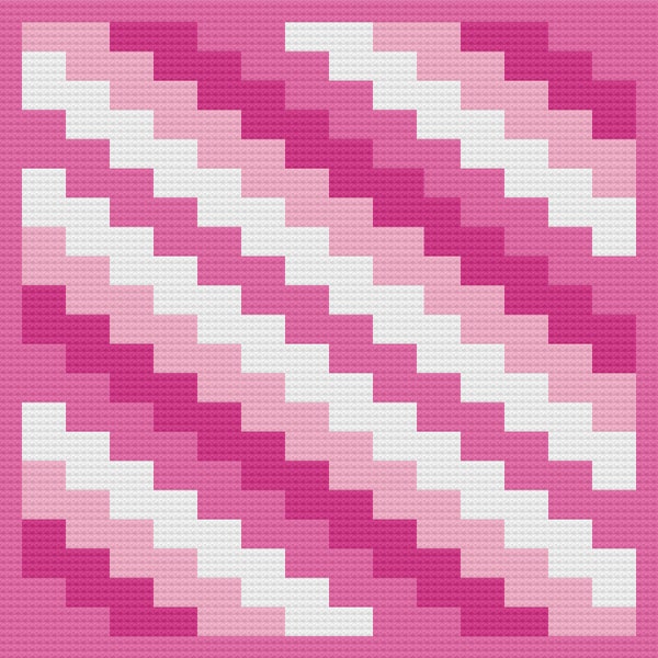 Crochet Corner to Corner C2C PDF Digital Download Brick Shades of Pink Graphgan Soft White Pinks 90 x 90 stitches 60" square afghan