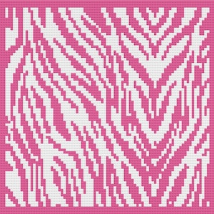 Peut inclure: Un motif zébré rose et blanc. Le motif est composé de petits carrés.