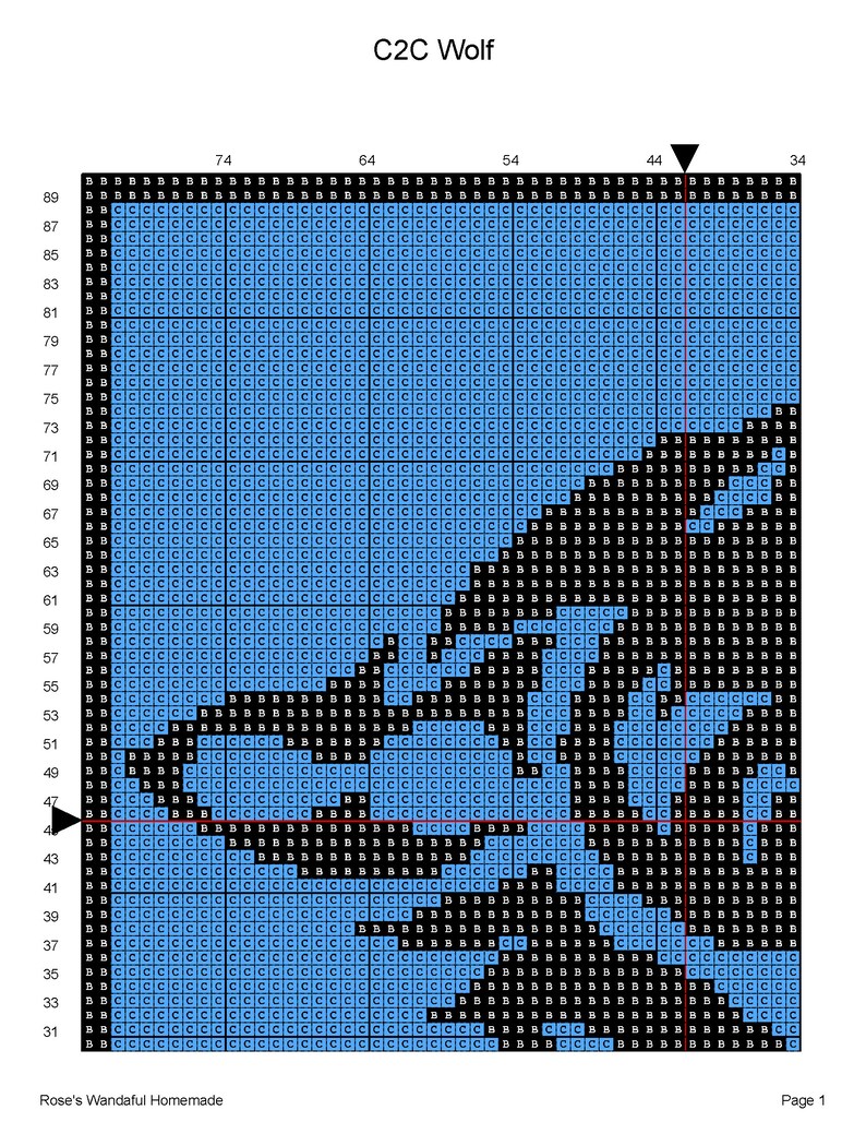 C2C Crochet Pattern PDF Digital Download Wolf Tribal Tattoo Black ...