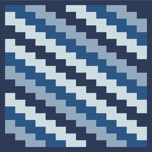 Cross Stitch PDF Brick Waves of Blue 90 x 90 stitches Digital Download multi-colored Graph with symbols Included Multi Blue