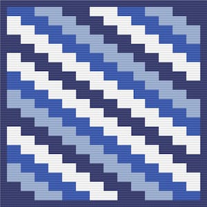 May include: A blue and white geometric pattern with a diagonal design. The pattern is made up of squares in different shades of blue and white.